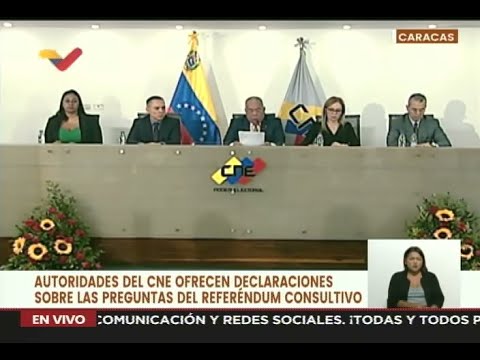 CNE anuncia las 5 preguntas del Referendo por el Esequibo, 23 octubre 2023