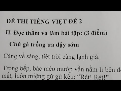 Đề thi môn tiếng việt lớp 1 học kỳ 2 | Tiếng Việt Lớp 1- Đề Thi Số 2- Hết Học Kỳ 2 Môn Tiếng Việt.