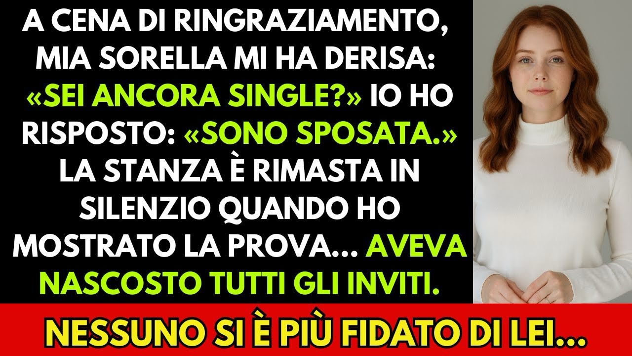 A Cena di Ringraziamento, Mia Sorella Mi Derise: “Sei Ancora Single?” Io Risposi…