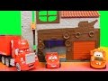 Mater's Top Secret Garage with cool gadgets Lightning McQueen Tour | Superhero toys