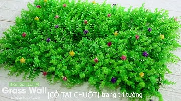 Cỏ nhựa treo tường  trang trí nhà cửa có đính hoa kích thước 40cm x 60cm