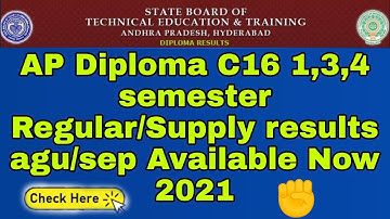 AP Diploma C16 1st,3rd,4th semester results available now 2021 supply/regular today news latest