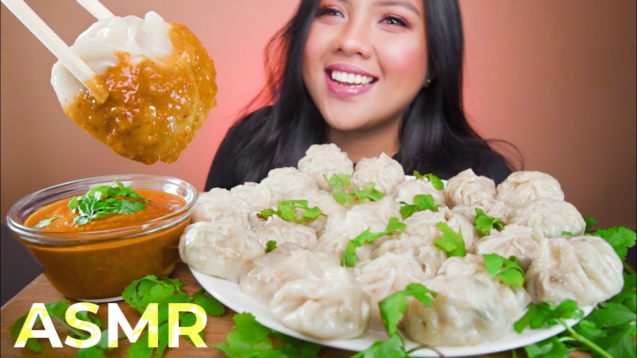 ASMR CHICKEN MOMO DUMPLINGS EATING NEPALI FOOD MUKBANG 먹방 (No Talking) Soft and Chewy Eating Sounds