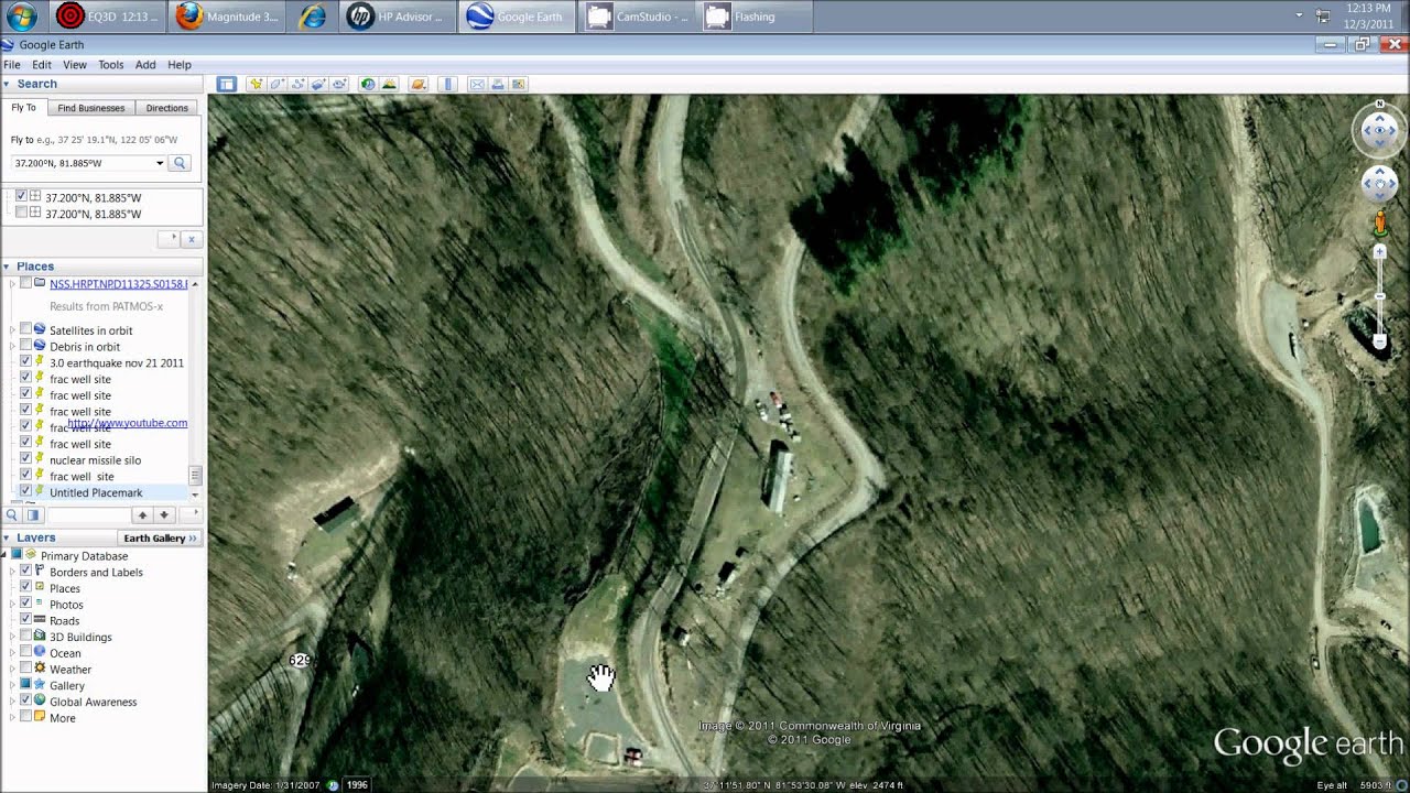 12/3/2011 -- Earthquake in Virginia -- 3.1M @ "FRACKING" operation -- 37.200°N, 81.885°W