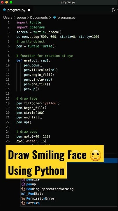 😊 Draw Smiling Face Using Python Turtle 😊 Emoji Coding Status #shorts # ...