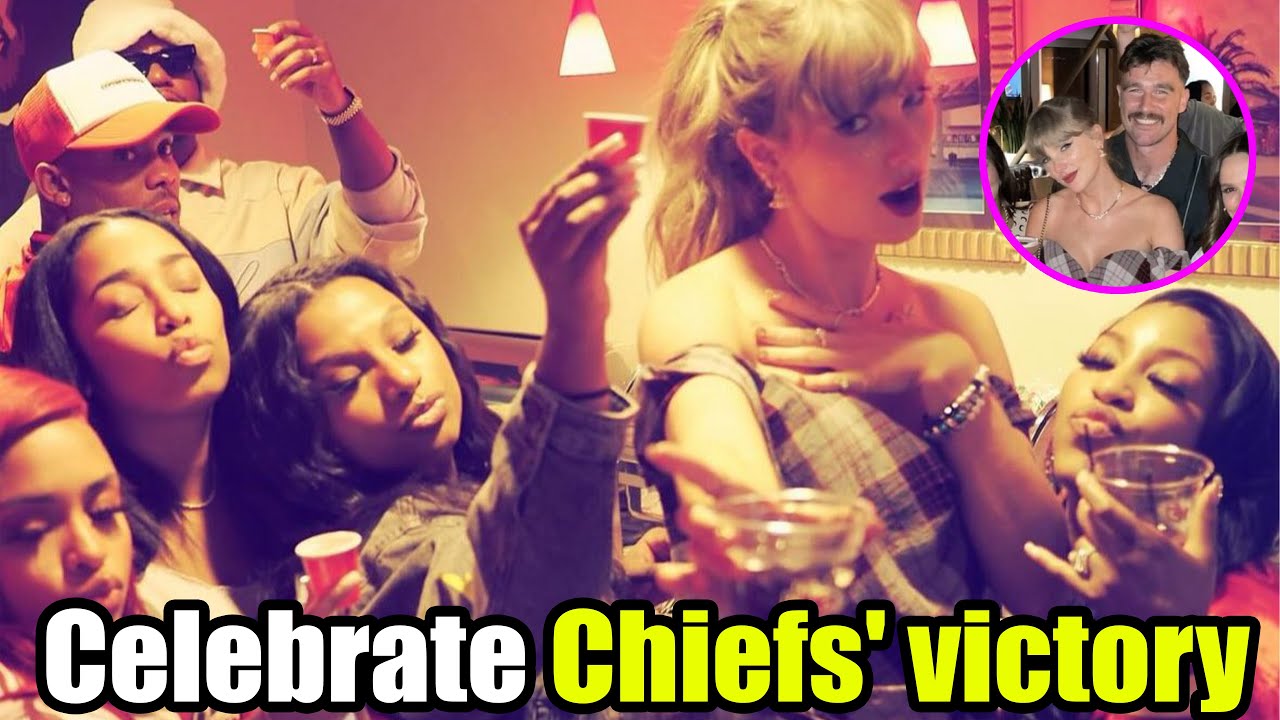 Taylor Swift Poses with Fellow Kansas City Chiefs WAGs at victory party