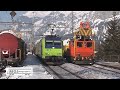 2005-02 [SDw] Bahnhof Kandersteg BROKEN CATENARY, unique film of repair, SBB BLS service continues!