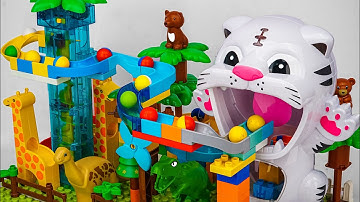 Satisfying Building Blocks Marble Run Very ! Block coasters filled with Giant White Tiger