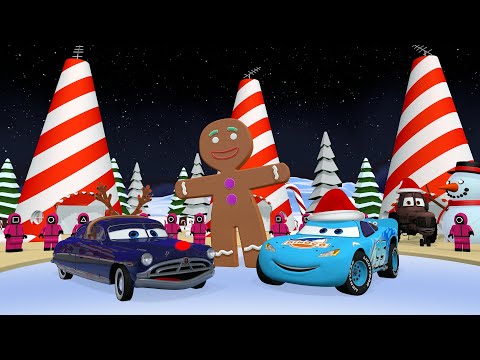 Cars 4 Lightning McQueen Vs the ghost of Christmas FAST! Winter Tractor Tipping Special