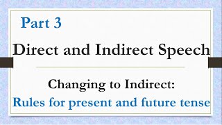 English Grammar - Direct speech to Indirect Speech Part 3 - Rules for Present and Future tense