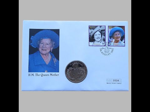 2002 Life u0026 Times of The Queen Mother $1 Dollar Coin Cover - Nauru First Day Cover by Mercury