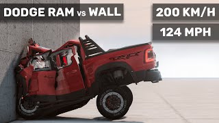 😮Dodge Ram TRX crashes to the WALL 😮 200 km/h | Realistic Crash Test screenshot 5