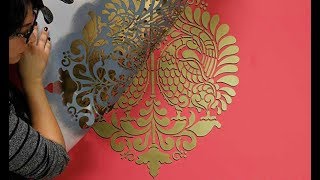 How to Paint a 3D Wall Stencil Design with Drop Shadow