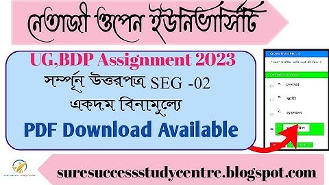 SEG -02 সম্পূর্ন উত্তরপত্র বিনামুল্যে//NSOU ASSIGNMENT ANSWER