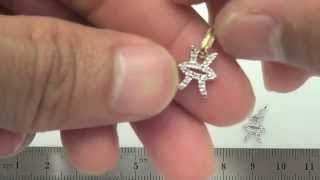 14K Gold 10mm Pisces Charm (16Pcs Diamond,0.07Cts)-PAF30853