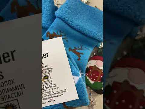 Шкарпетки махрові жіночі Kardesler з відворотом новорічні, видео 2