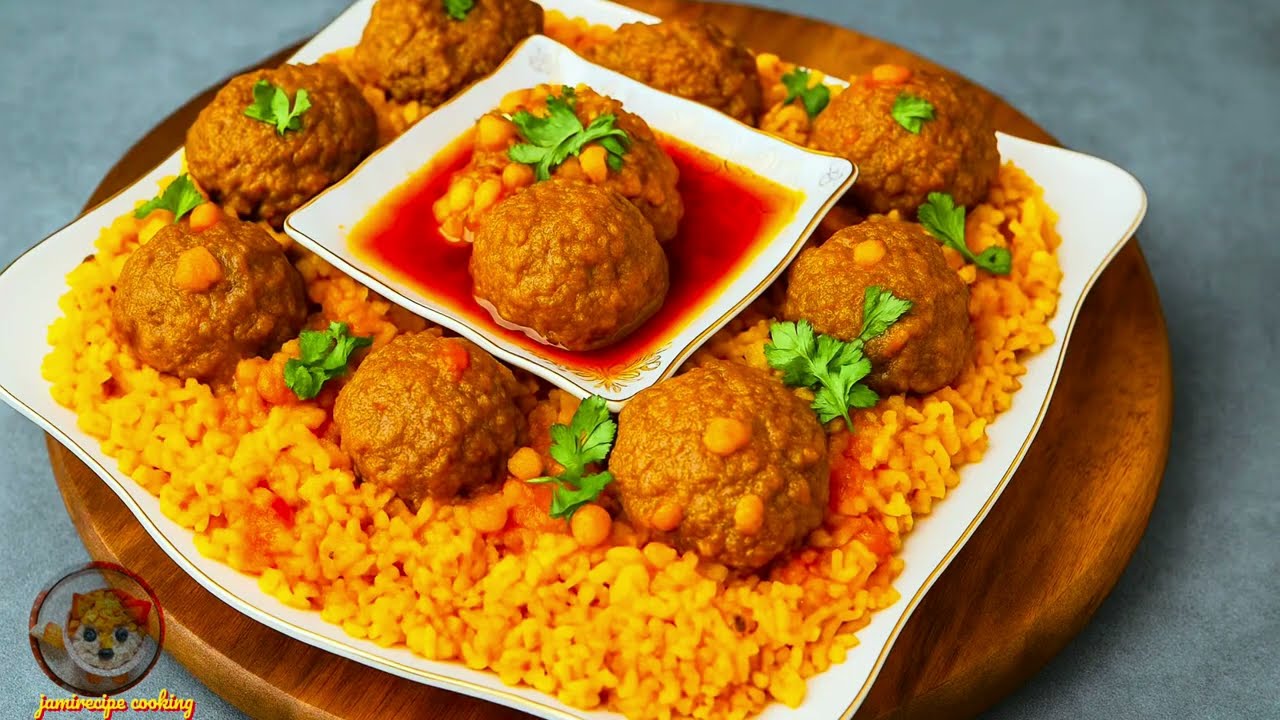🌟Shola Recipe  ✨How To Make Spiced Meatballs With Golden Rice 😋👩‍🍳