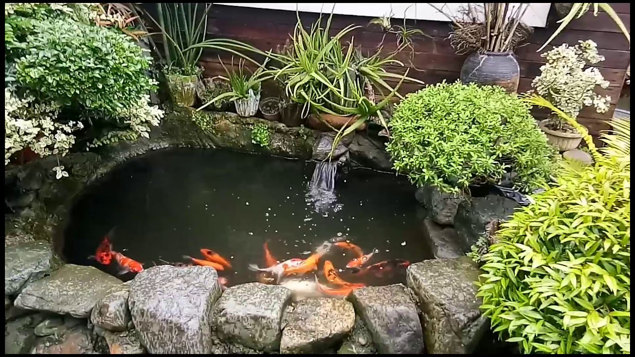 Simple stone design koi pond