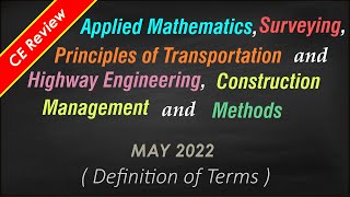 May 2022 CE Past Board Exam Problems in Mathematics, Surveying, and Transportation Engineering