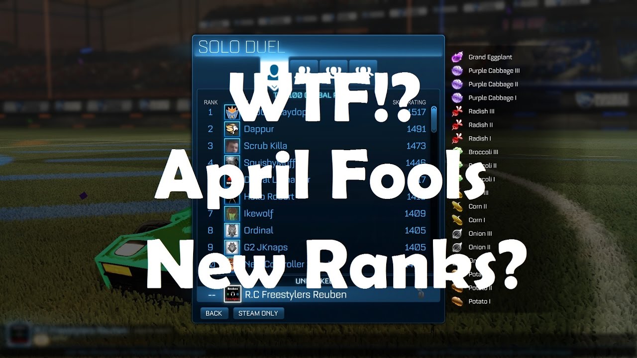 Rocket League April Fools New Vegetable Ranks!!?? YouTube