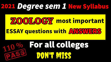 2021 Deg sem 1 ZOOLOGY most important questions with ANSWERS for all colleges VSK