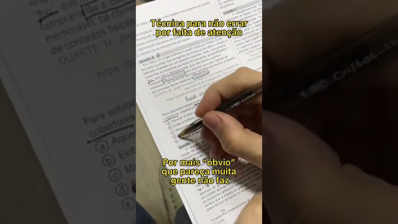 Técnica para concentrar e acertar mais questões durante a prova