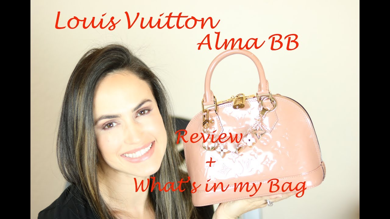 REVIEW + REVEAL + MOD SHOTS Louis Vuitton Alma BB Rose Velour - YouTube