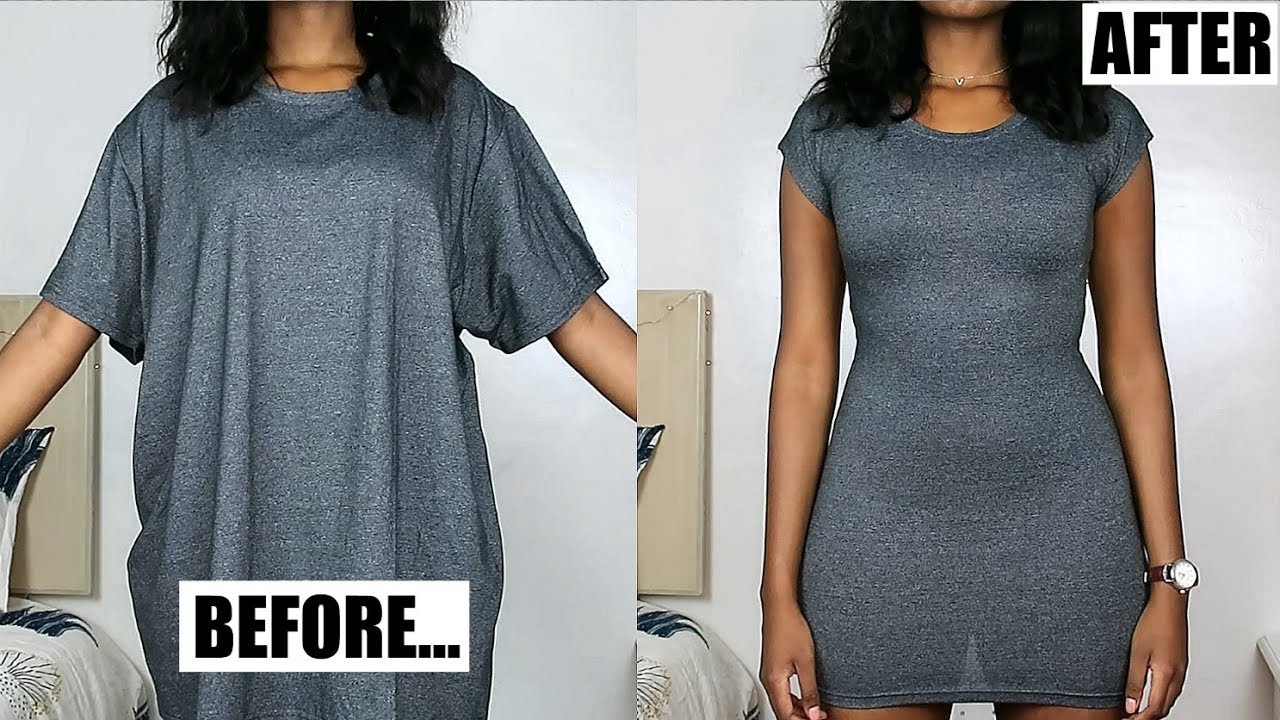 Oversized T-Shirt To Fitted Dress in Minutes!