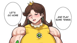 Female muscle cartoon comic Princess Daisy muscle mushroom power