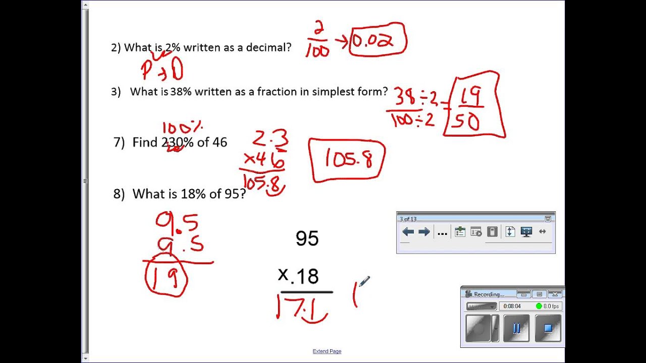 worksheet Fraction To Percent honors 2nd and 7th period fraction decimal percent test review review