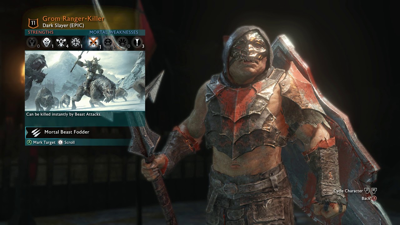 Middle Earth Shadow of War Use Caragor Defeat Epic Captain YouTube