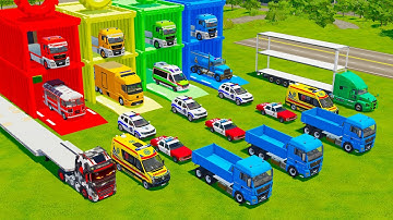 ALL EMERGENCY VEHICLES, POLICE CARS, MINIBUS, DUMP AND TANK TRUCK TRANSPORT TO GARAGE - FS22