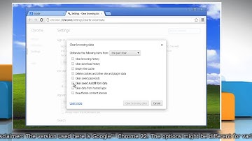 Google™ Chrome: Delete all Autofill entries and saved text in Windows® XP