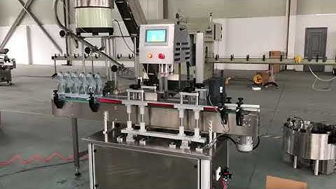 Automatic 4 wheels screw capping machine with cap feeder