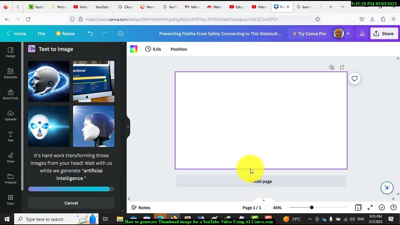 How to generate Thumbnail image for a  Video Using AI Canva.com