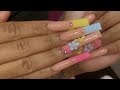 Watch me work : deep French tip + acrylic flowers