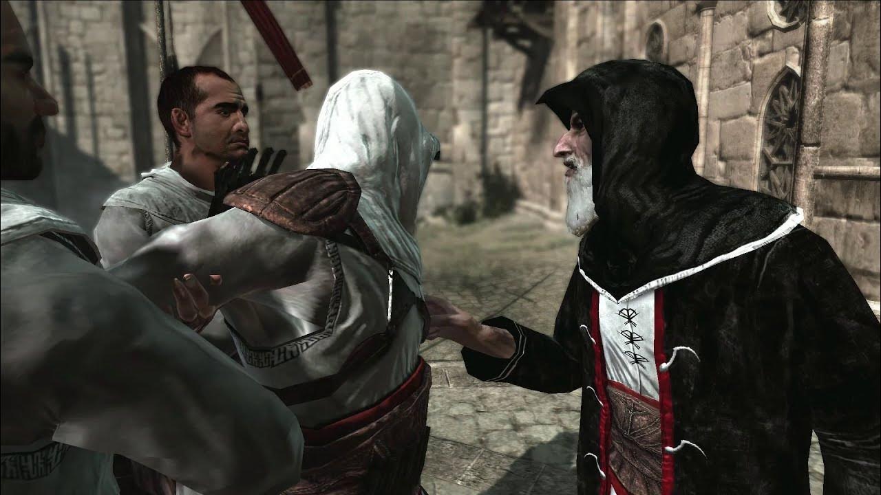 Ассасины игра видео. Assassins Creed 1 Тамир. Assassins Creed 1 Аль муалим. Правило ассасина. Ассасин 1 часть 2 миссия.