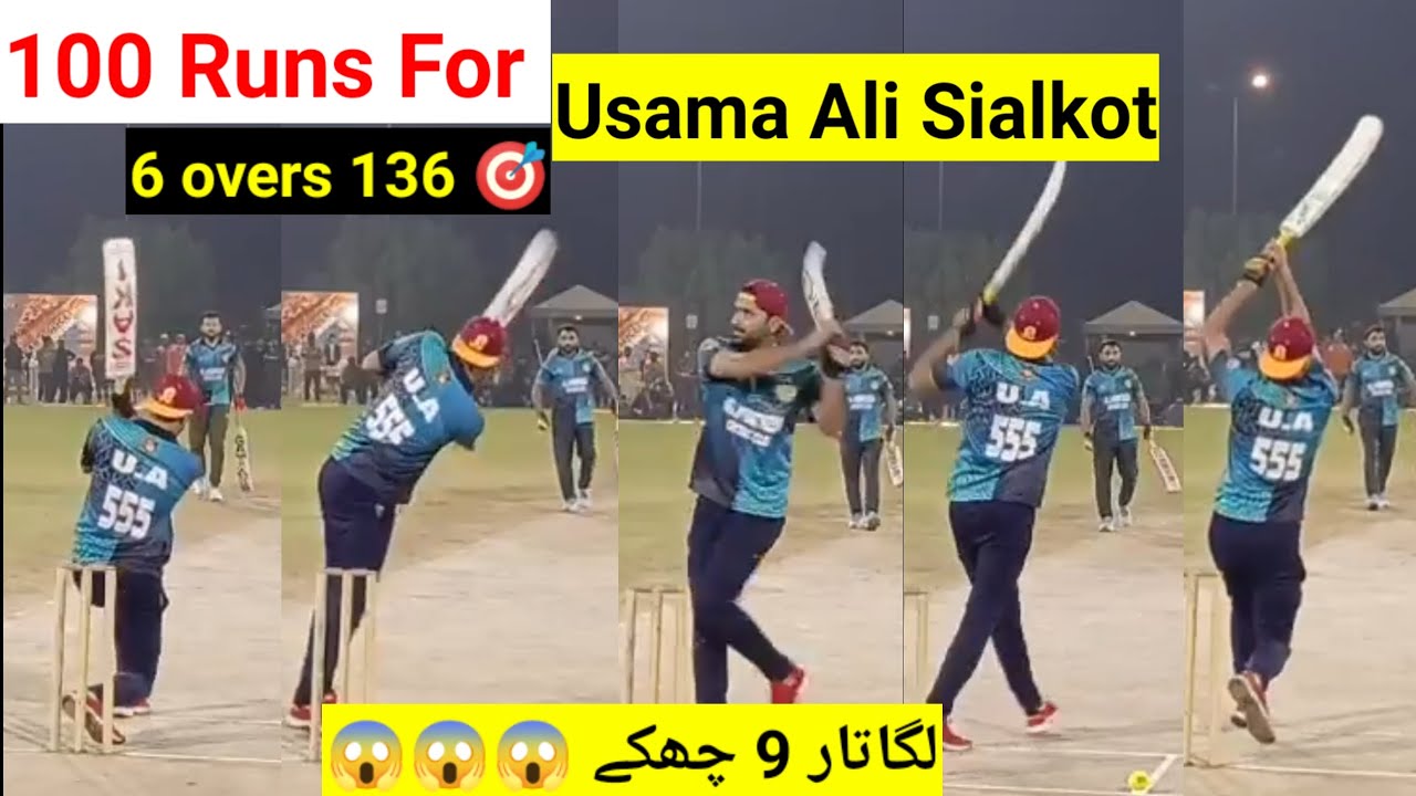 Usama Ali Sialkot special innings 100 runs against Taimoor Mirza - YouTube