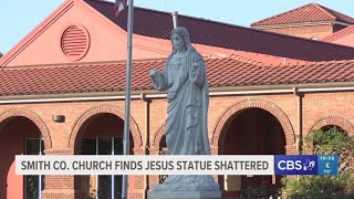 Surveillance video captures vandalism of Jesus statue at Texas church