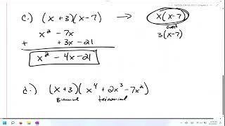 MAT108 Chapter 5 Sections 3 and 4 Mulitply and Divide Polynomials
