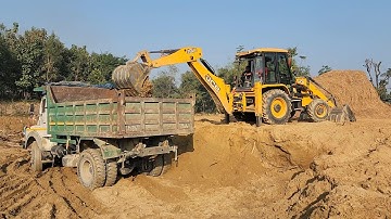 JCB Backhoe Cutting Soil and Loading in Dump Truck - JCB 3DX Machine Working - Dozer Video 5