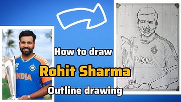 How to draw Rohit Sharma 🔥|| outline drawing || step by step easy method 🔥|| Rohit Sharma outline🥰||