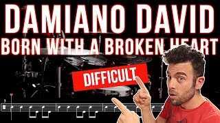 Damiano David - Born With A Broken Heart - Drum Cover (With Scrolling Drum Score)