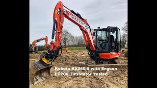 Kubota KX605 with Engcon EC206 Tiltrotator Tested