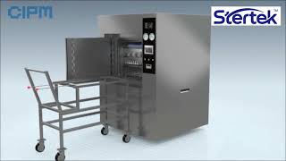 Large scale horizontal autoclave with rectangular chamber