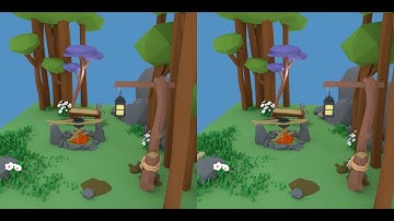 Low Poly Forest Campfire | animated crossview