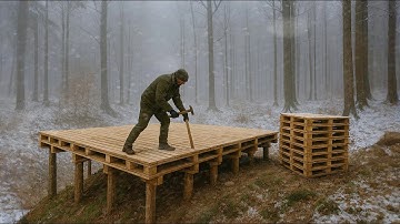 Man BUILT A House Out of Free Pallets in the Forest in 127 Days