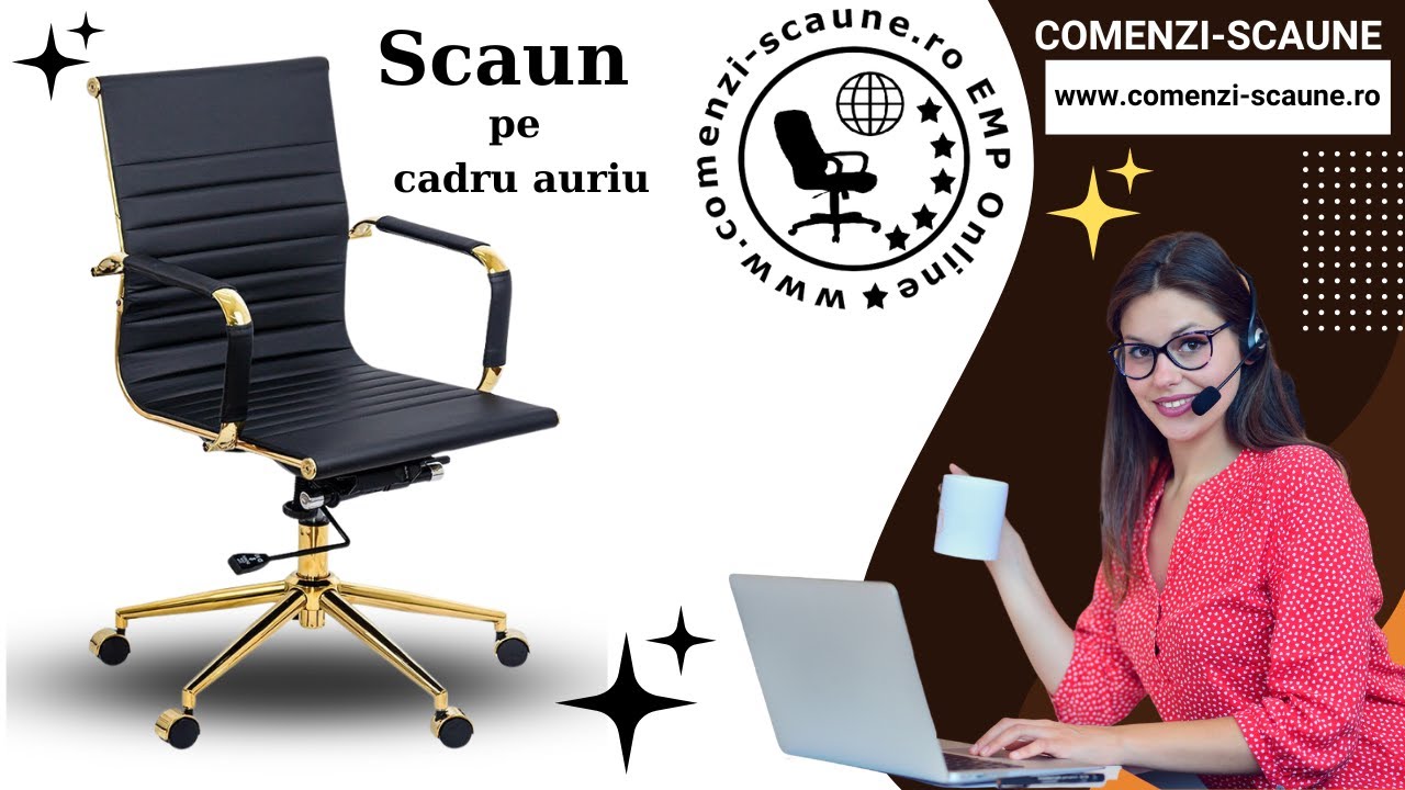 Scaune de birou pe cadru auriu de la comenzi-scaune.ro