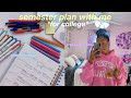 SEMESTER PLAN WITH ME FOR COLLEGE | planner set up, organization tips, packing ♡