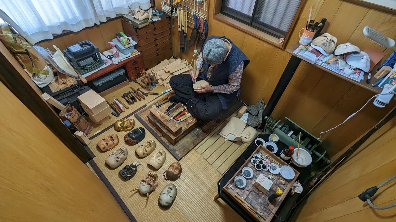 能面　4種　陶器 120日かけて能面ができるまで。半世紀以上、能面を作り続ける